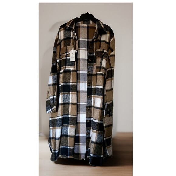 NICE Fall Shacket & Dress Combo – Size XL, Black / Brown / Ivory Plaid, NWT - Picture 5 of 15